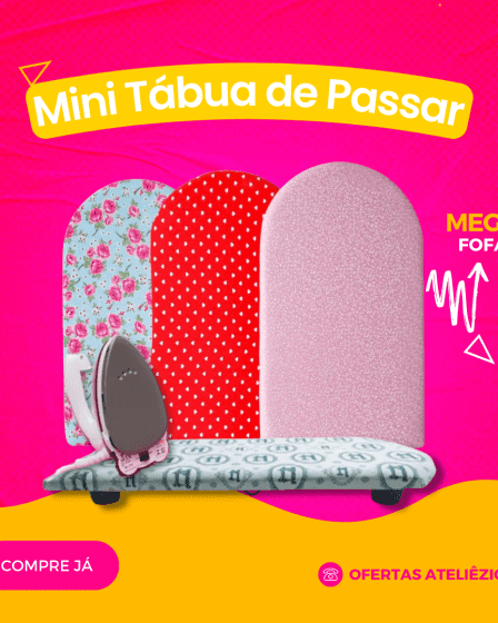 Mini tábua de passar roupa patchwork - Oferta Promoção Cupom - Fornecedor de material para artesanato - Armarinhos Aviamentos (1)