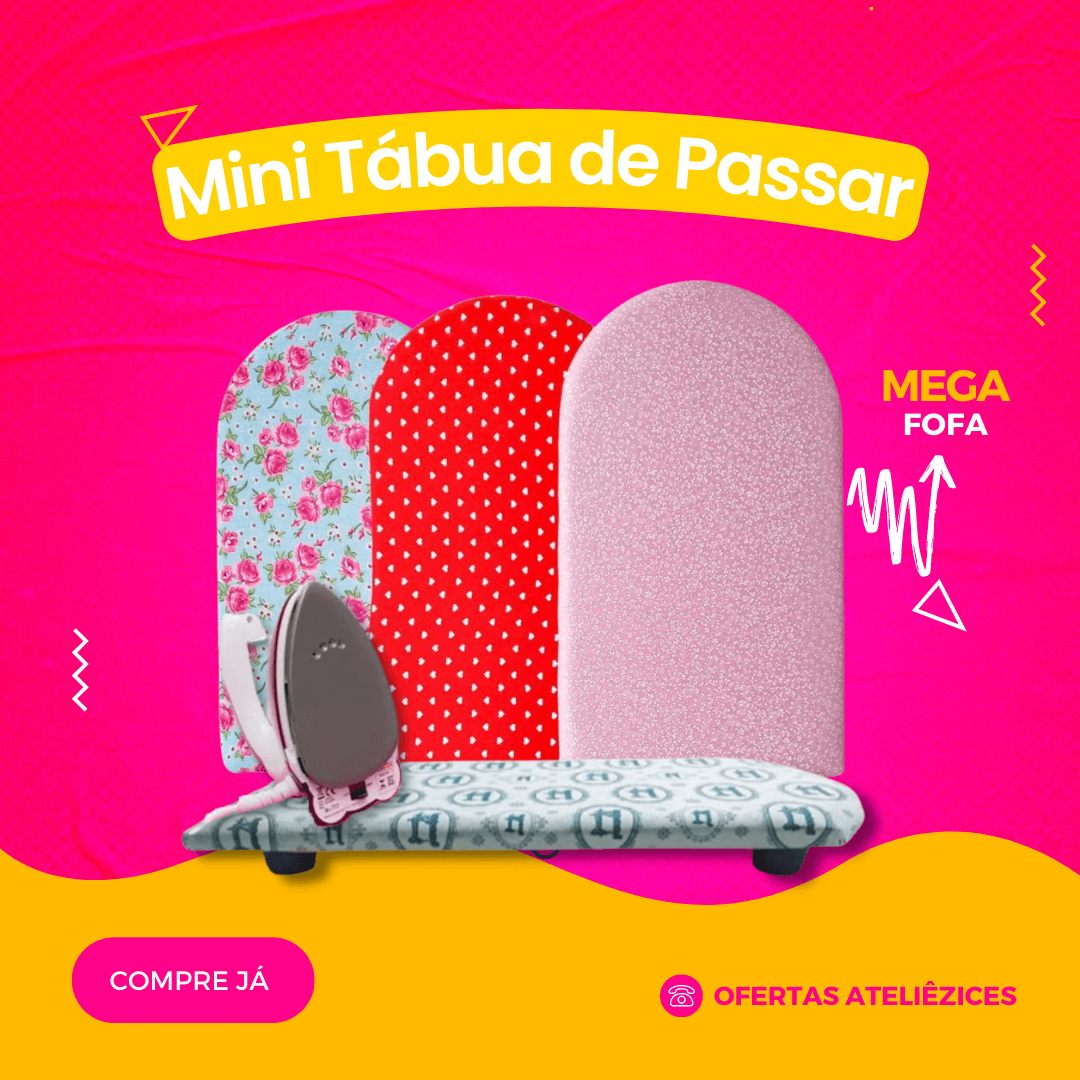 Mini tábua de passar roupa patchwork - Oferta Promoção Cupom - Fornecedor de material para artesanato - Armarinhos Aviamentos (1)