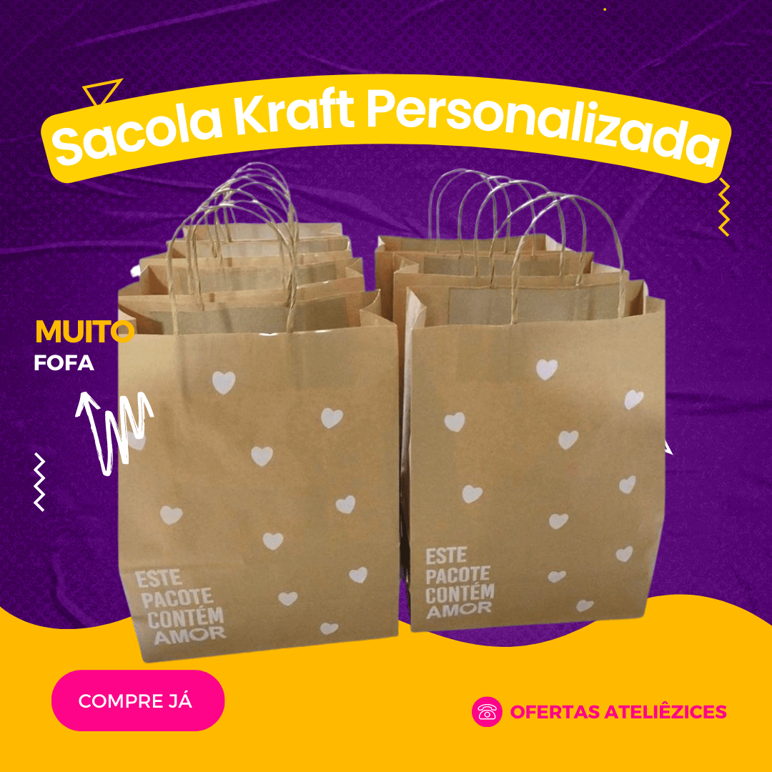 Sacola Kraft Personalizada - Oferta Promoção Cupom - Fornecedor de material para artesanato - Armarinhos Aviamentos (1)