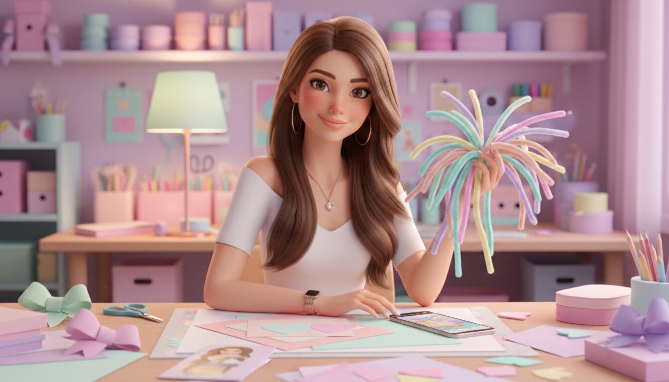 Artesã no ateliê mágico